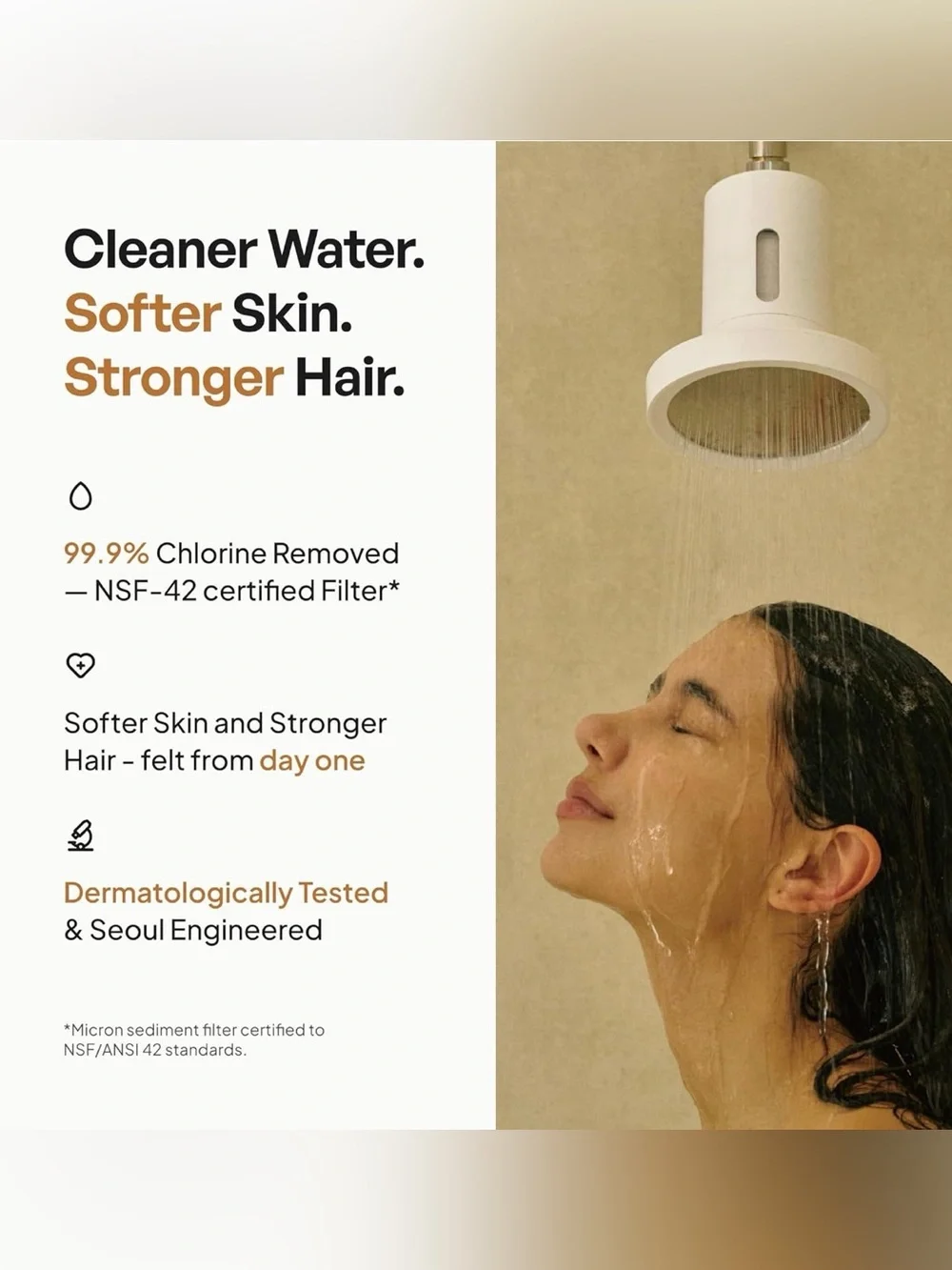 SecondShower Filter ShowerHead with Replaceable Cartridge - White